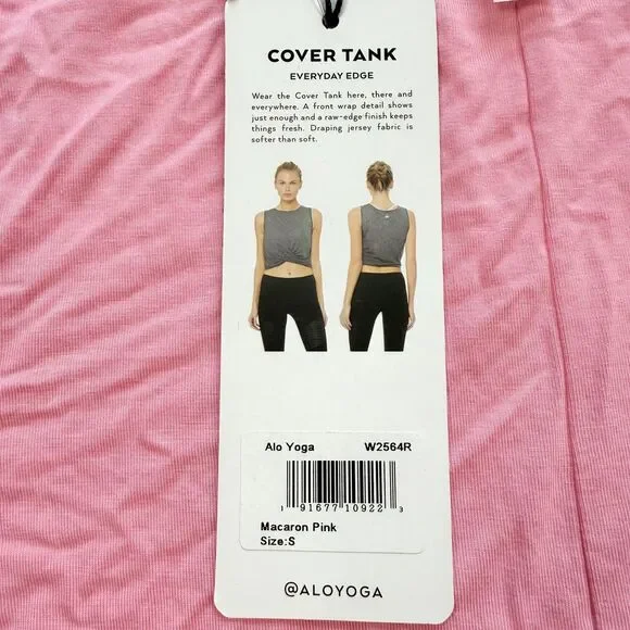 NWT Alo Yoga Cover Tank Twist Front Soft Cropped Sleeveless Athletic Pink Top S - Picture 5 of 10